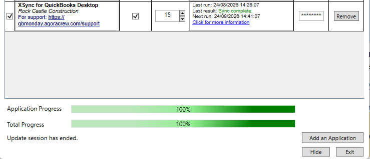 The Web Connector showing a completed run